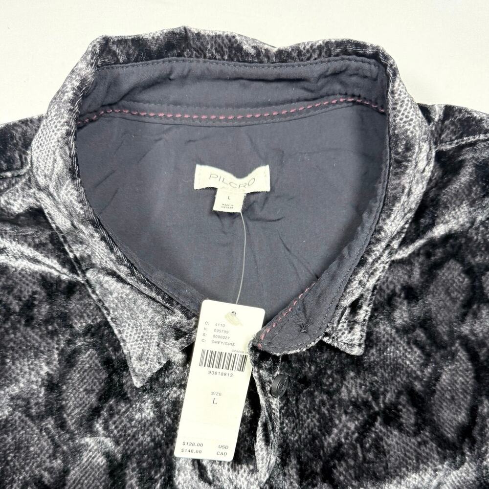 Pilcro Anthropologie Snakeskin Print Button Down Shirt NWT Sz L Oversized - Picture 4 of 7